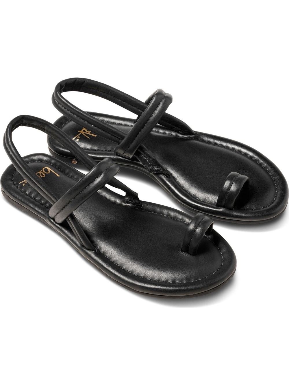 Beek Women’s Pavo Toe Loop Sandal in Black Size 5 Leather Resortwear